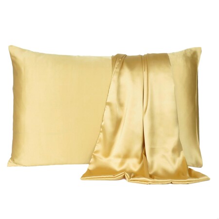 Homeroots 20 x 40 in. Gold Dreamy Silky Satin King Size Pillowcases 387840